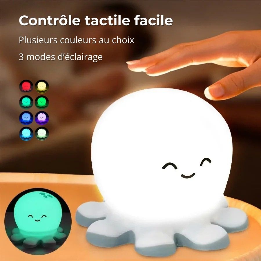 Veilleuse pieuvre en silicone avec chargeur USB