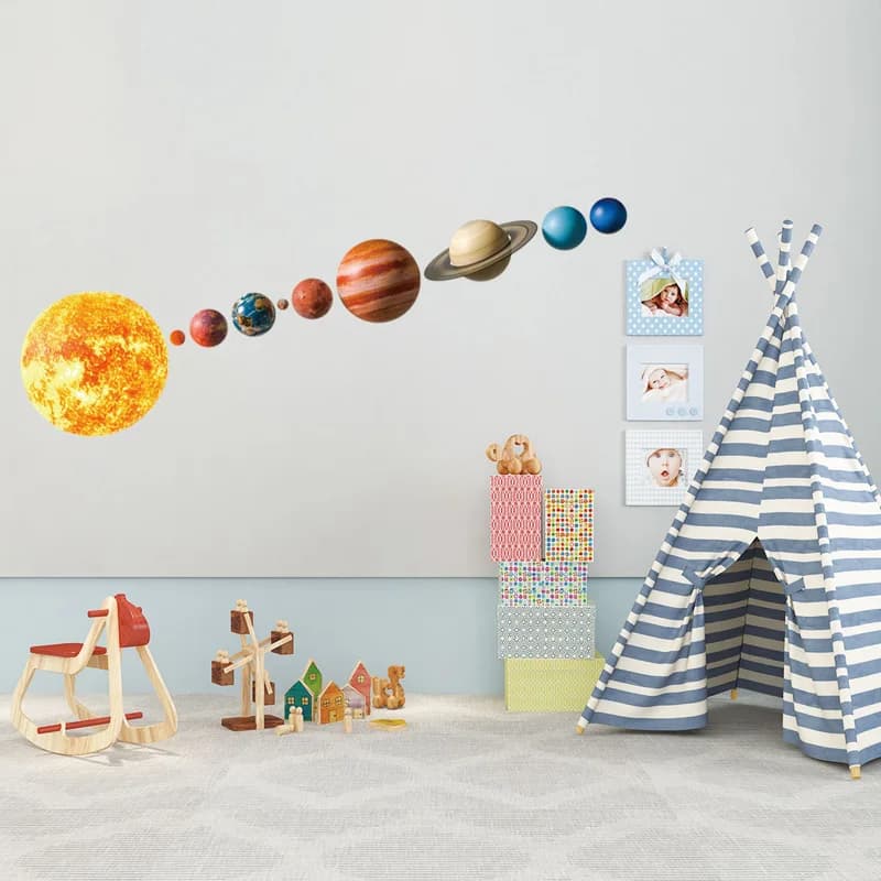 Autocollant mural en forme de système solaire