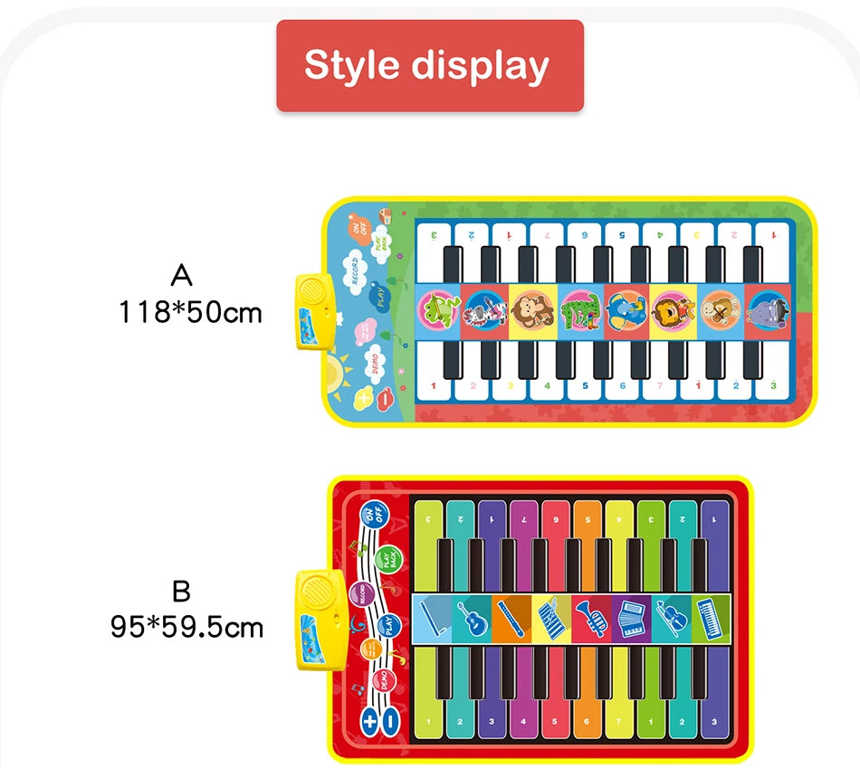 Tapis d’éveil musical rouge et vert multifonction pour enfants