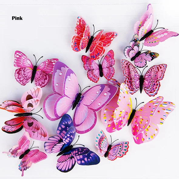 Autocollants muraux 3D en forme de papillon 12Pcs