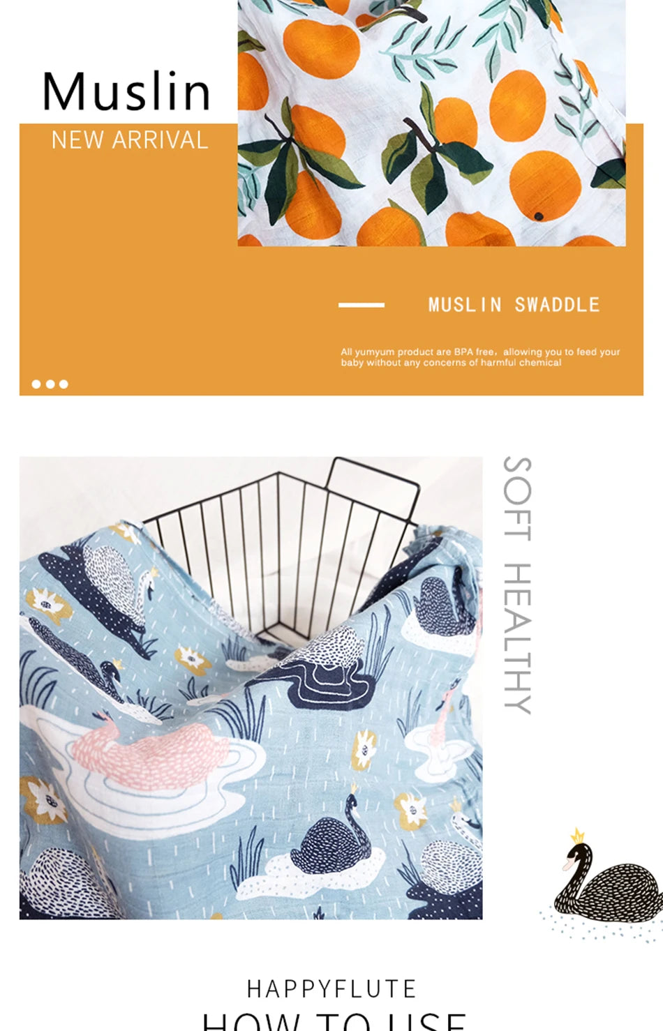 Couverture en mousseline de bambou et coton pour bébé