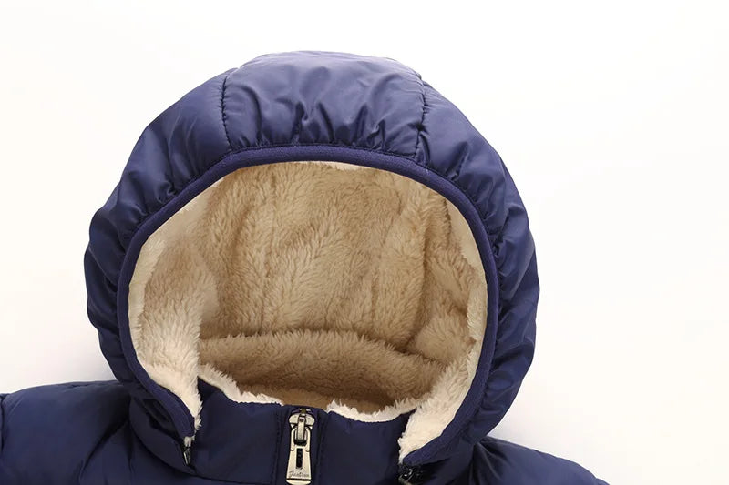 Doudoune bébé bleue foncée rembourrée avec velours intérieur