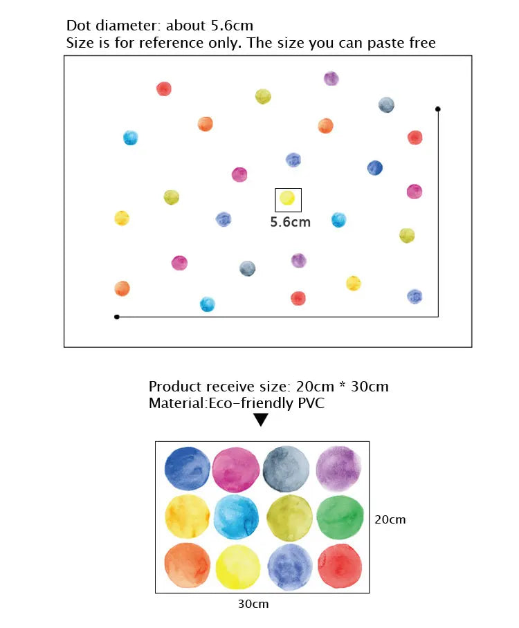 Autocollants muraux en point coloré pour chambre d’enfant