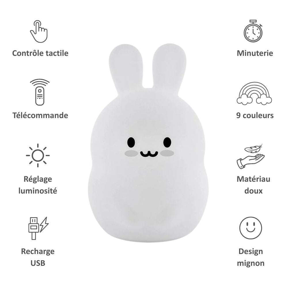 Veilleuse tactile en forme de lapin