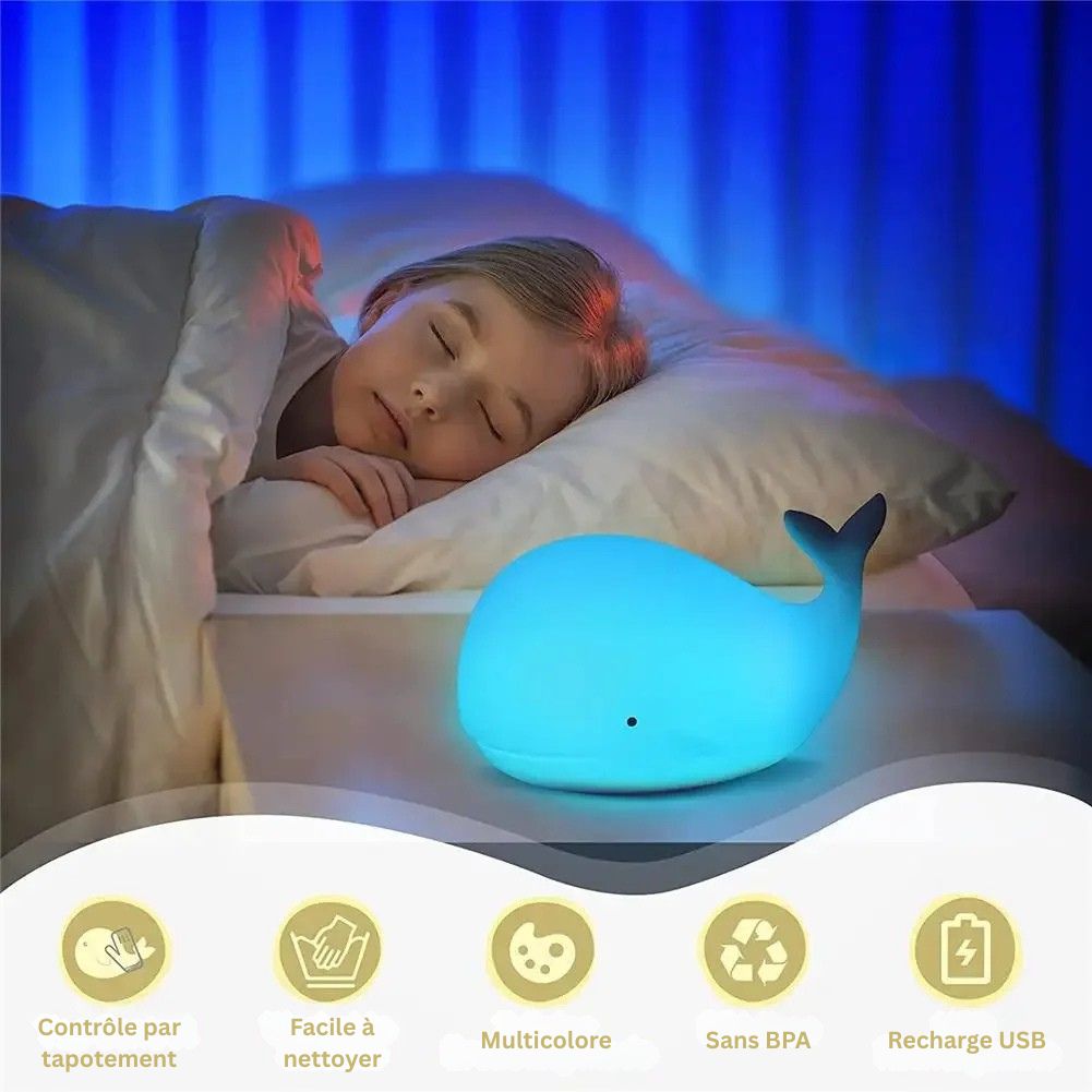 Veilleuse LED mignonne en forme de baleine