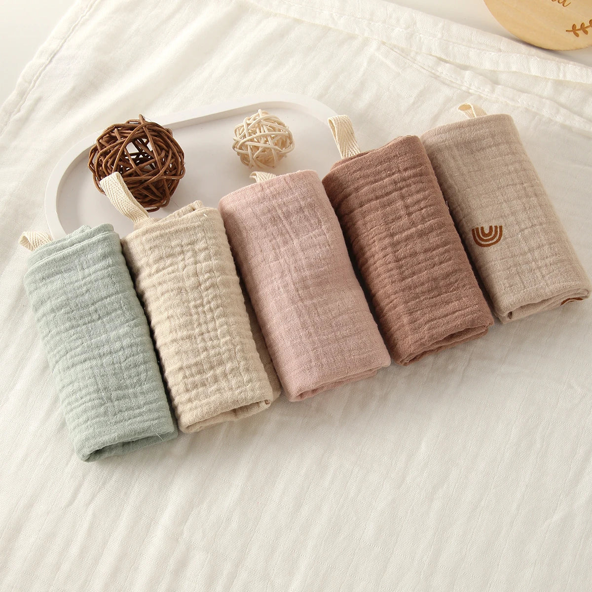 Bavoir 100% en mousseline de coton biologique pour bébé X5