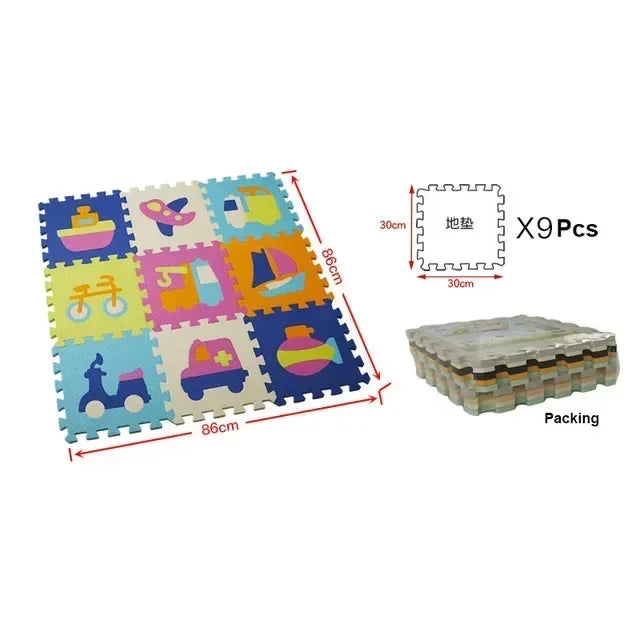 Tapis de jeu puzzle 9 pièces pour bébé