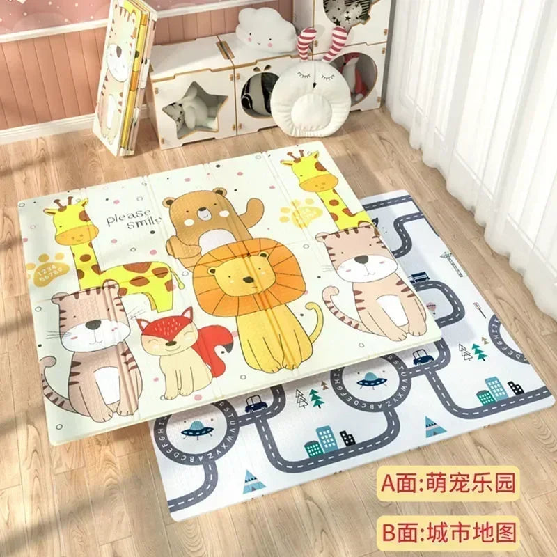 Tapis de jeu animaux pliable double face circuit pour bébé