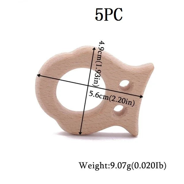 Hochet de dentition en bois de hêtre pour bébé