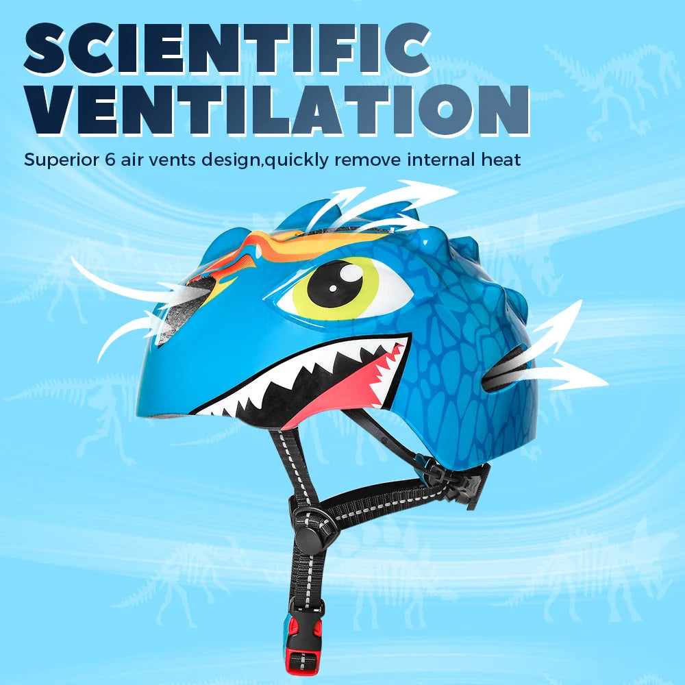 Casque de vélo à motif de dinosaure 3D pour enfants