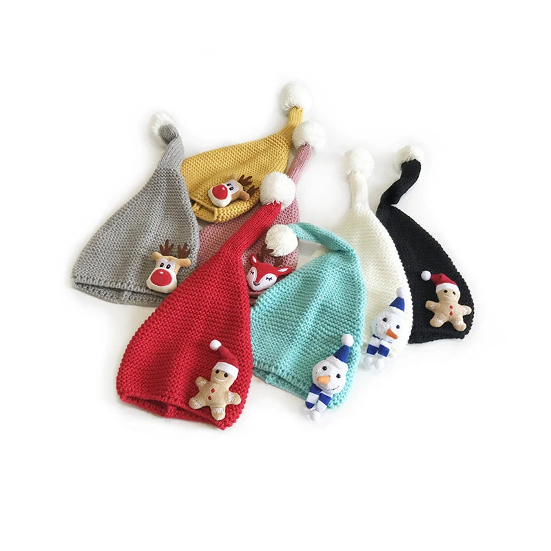 Bonnet de noël en tricot pour bébé fille et garçon