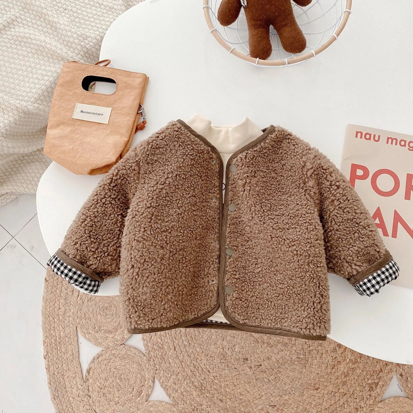 Veste plaid double face pour bébé