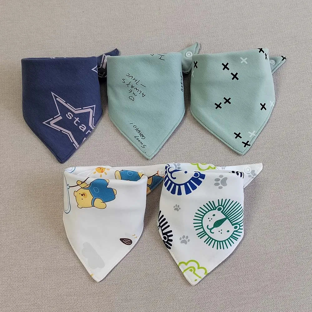 Bavoirs pour bébé en forme de triangle 100% coton X5