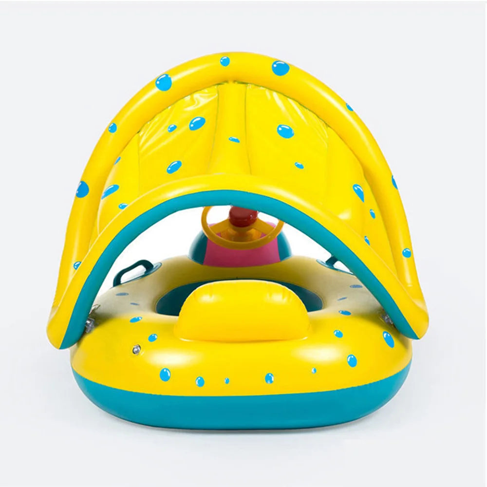 Bouée pour bébé portable et gonflable avec pare-soleil