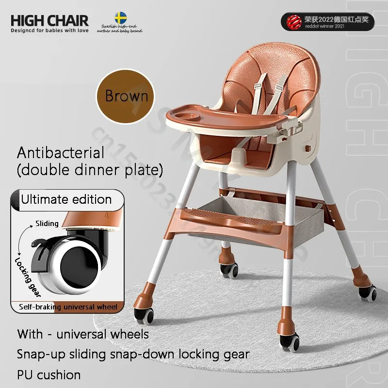 Chaise bébé haute pliable et réglable