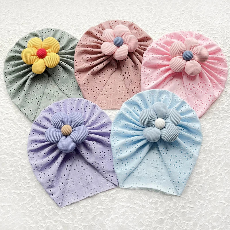 Turban respirant à fleurs pour bébé fille