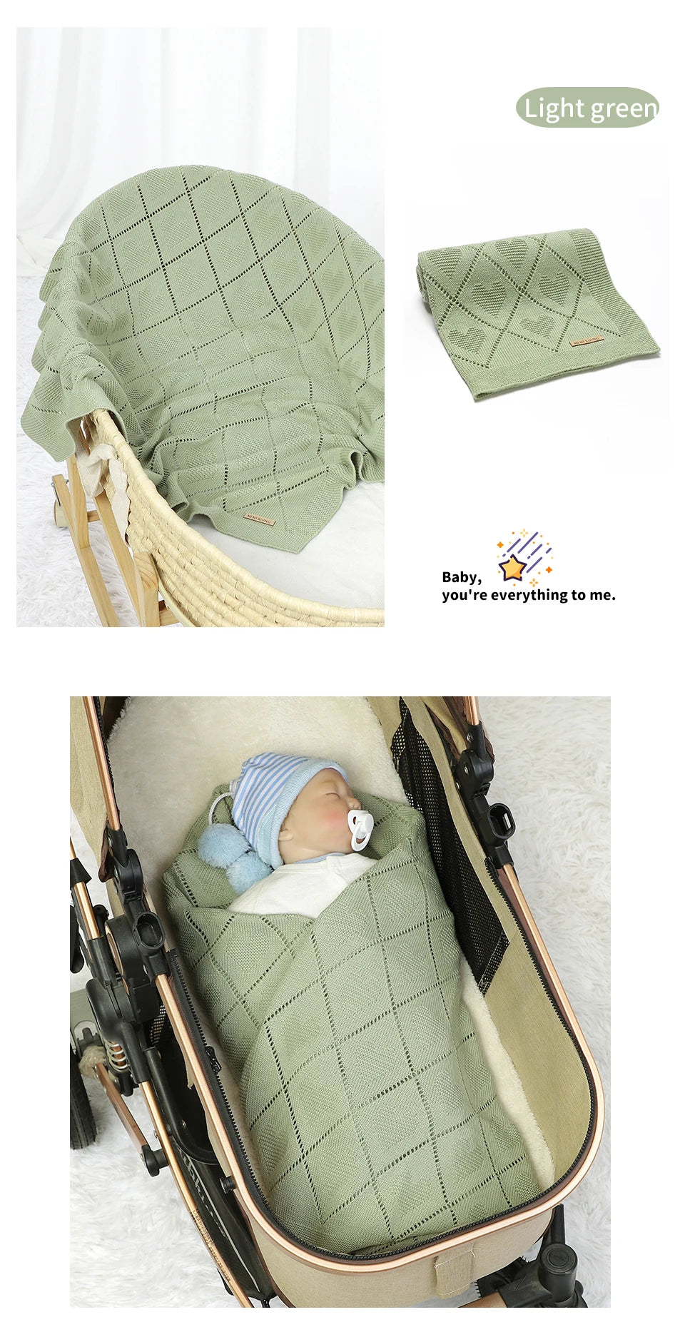 Couverture tricotée en coton pour bébé