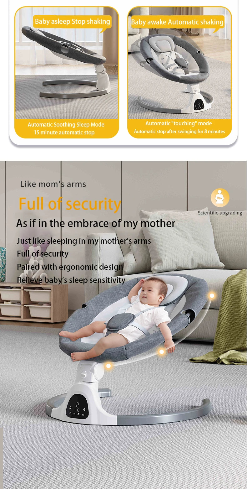 Berceau électrique et musical télécommandé pour bébé avec connexion Bluetooth
