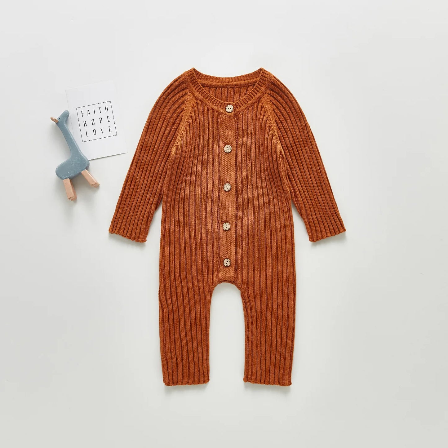 Barboteuse à manches longues tissu côtelé pour bébé