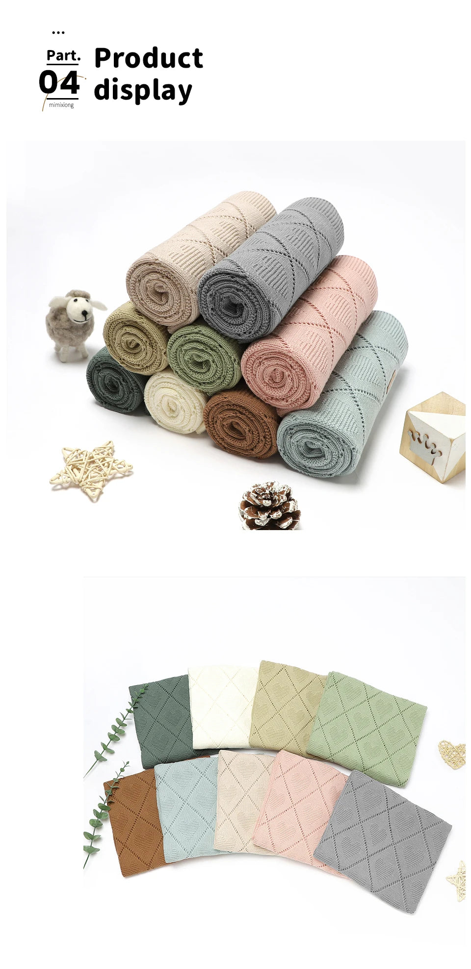 Couverture tricotée en coton pour bébé