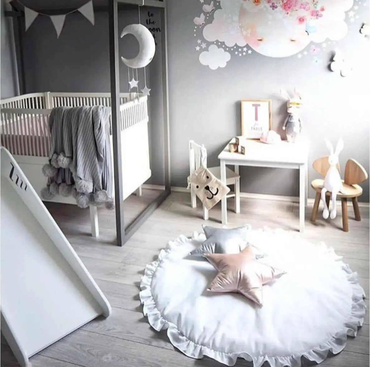 Tapis de sol bébé rond en dentelle douce