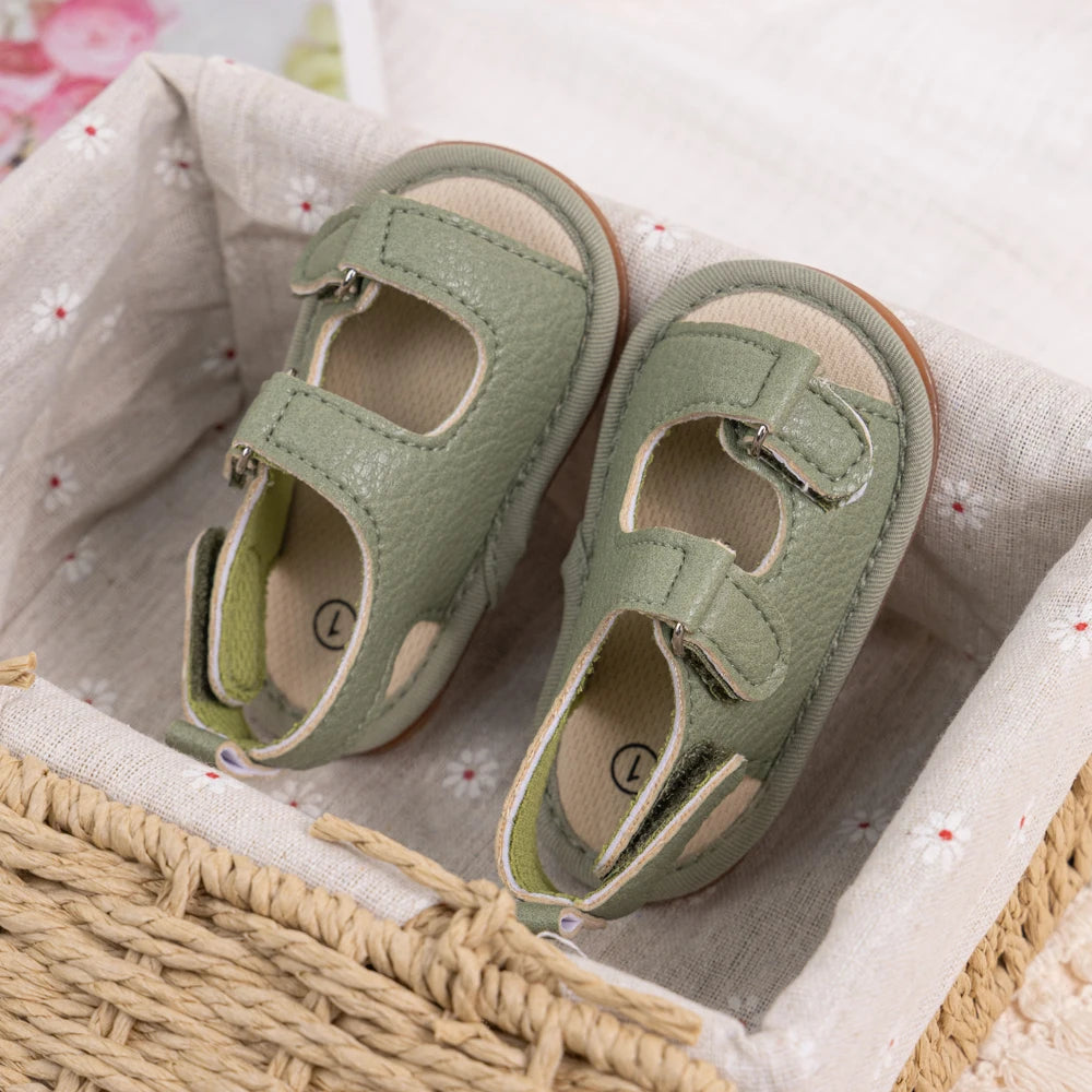 Sandales plates d’été à scratch pour bébé garçon et fille