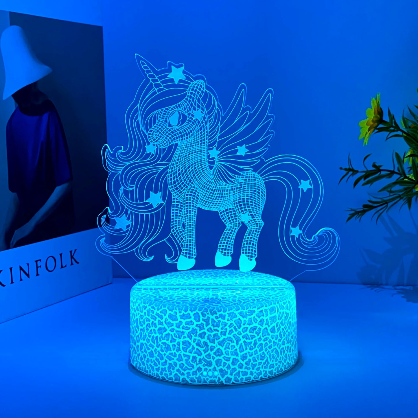 Veilleuse licorne LED en acrylique néon 3D