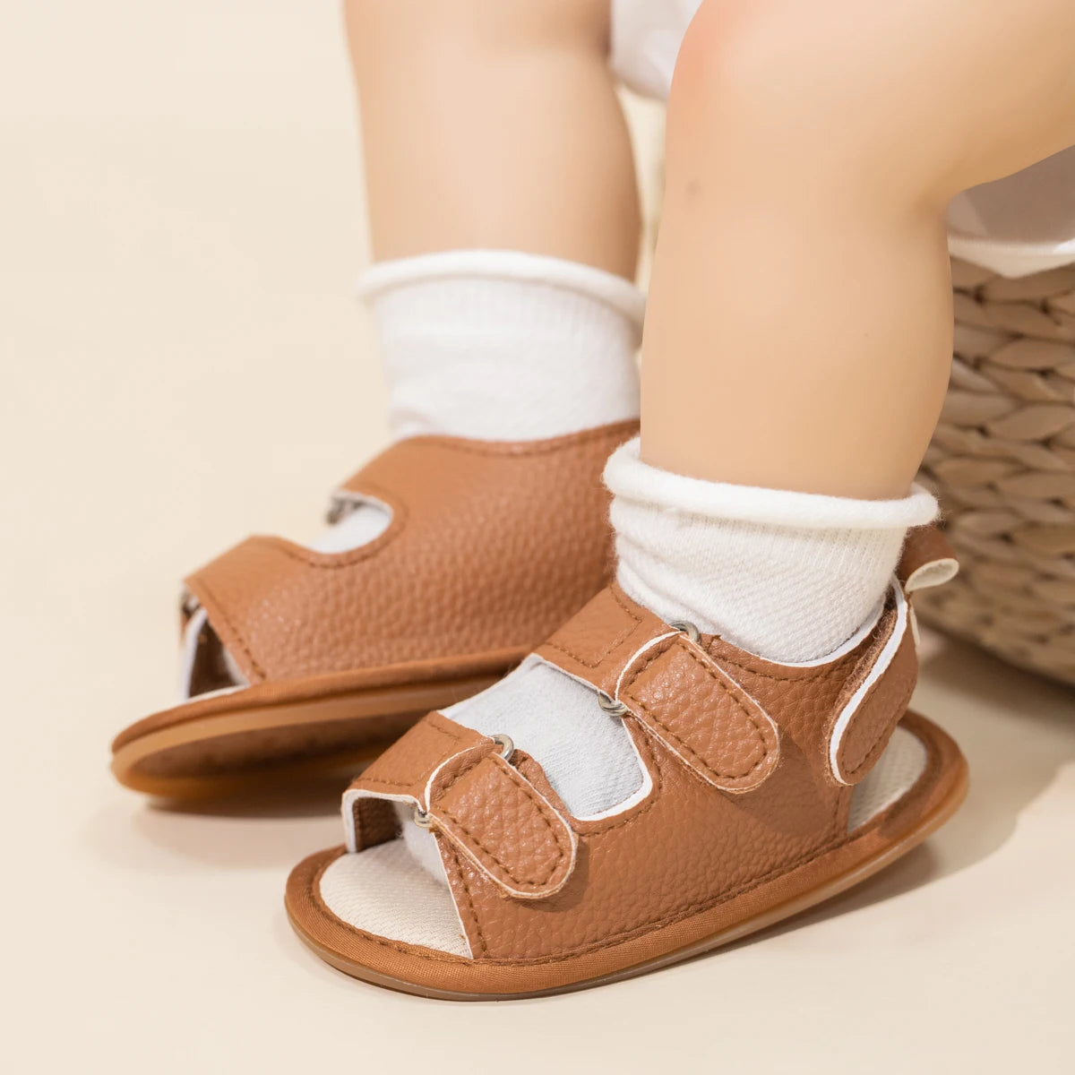 Sandales plates d’été à scratch pour bébé garçon et fille