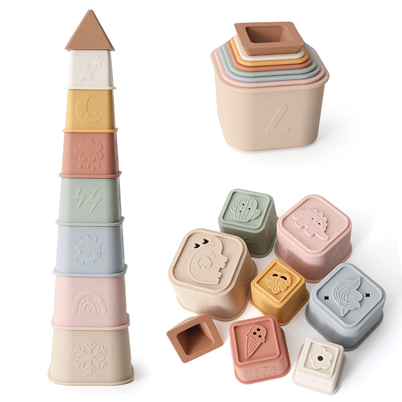 Collection de tasses empilables en silicone pour bébés