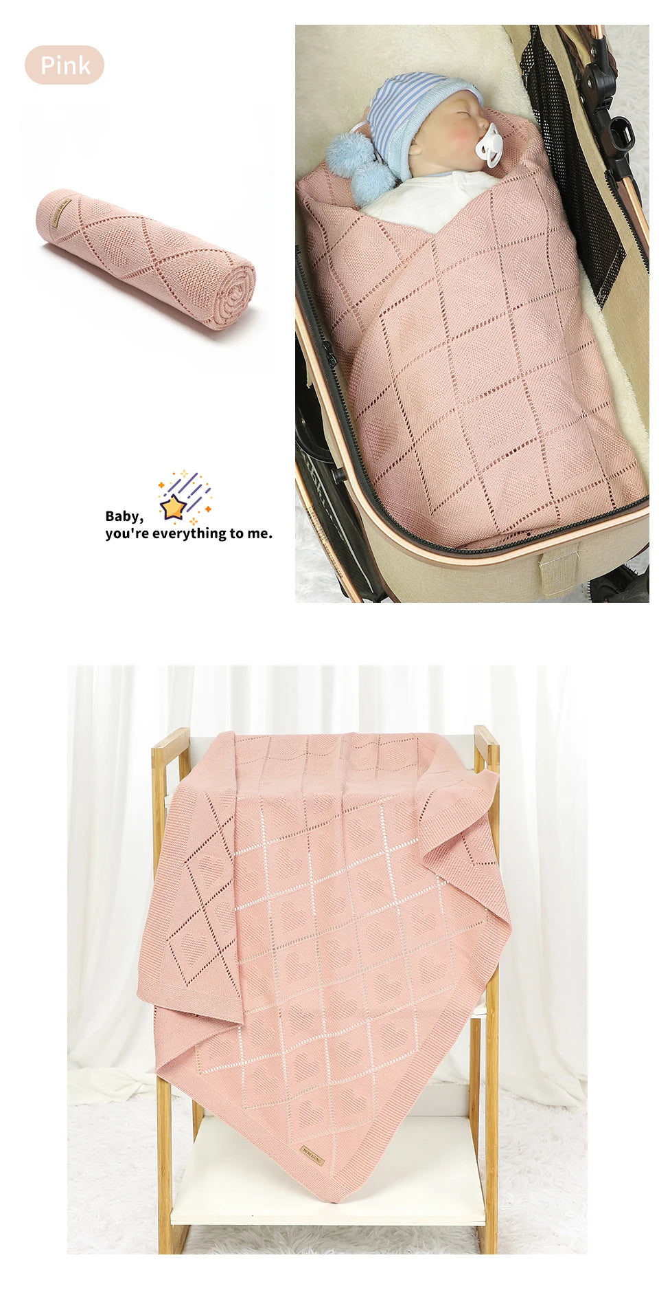 Couverture tricotée en coton pour bébé