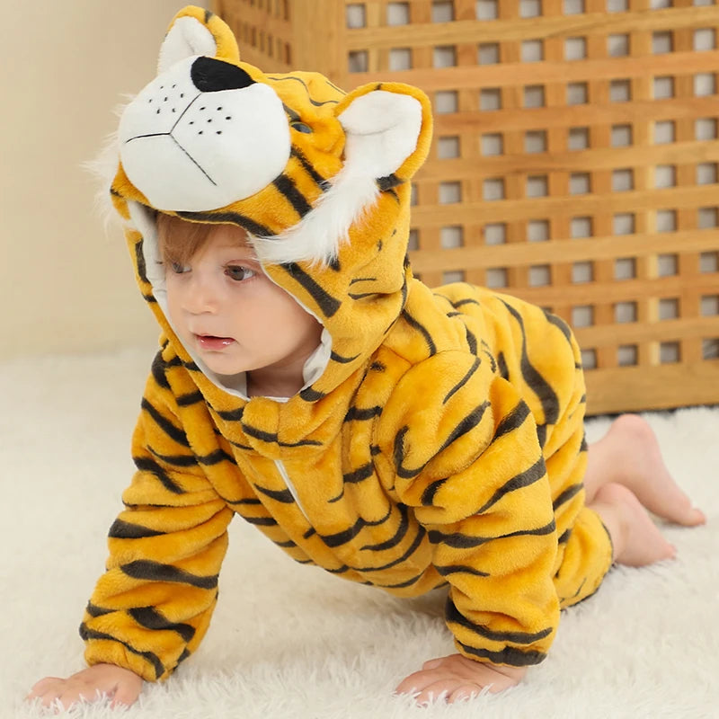 Combinaison pyjama doux à capuche d’animaux pour bébé