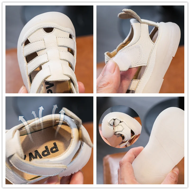 Sandales d’été à brides en similicuir pour bébé
