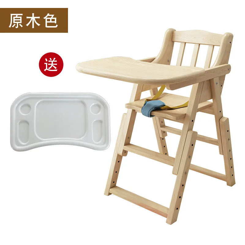 Chaise haute en bois pliable pour bébé