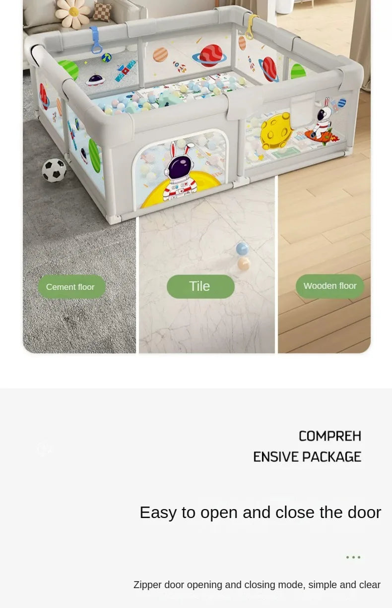 Parc de jeux pour bébé avec décor planètes