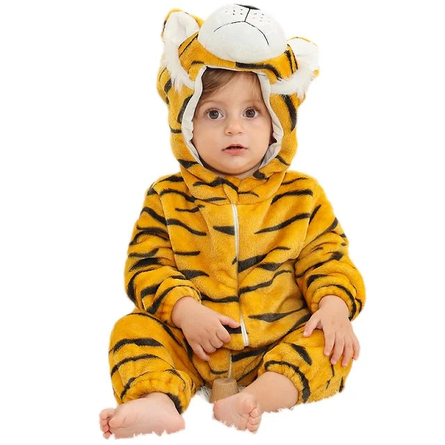 Combinaison pyjama doux à capuche d’animaux pour bébé