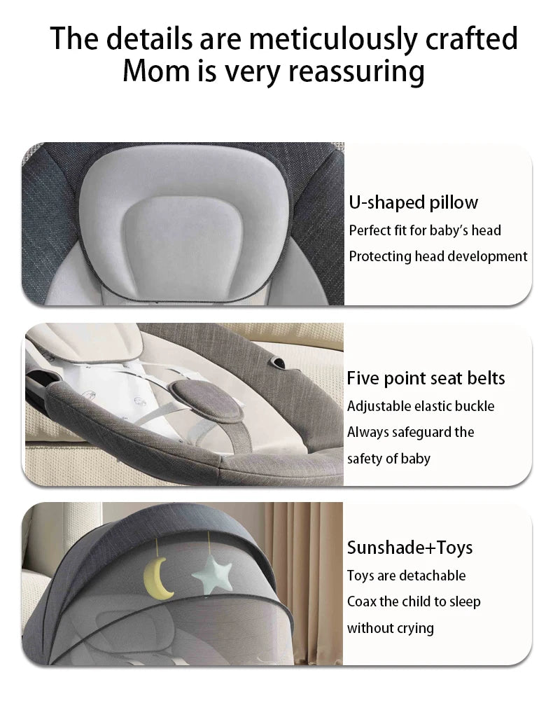Berceau électrique et musical télécommandé pour bébé avec connexion Bluetooth