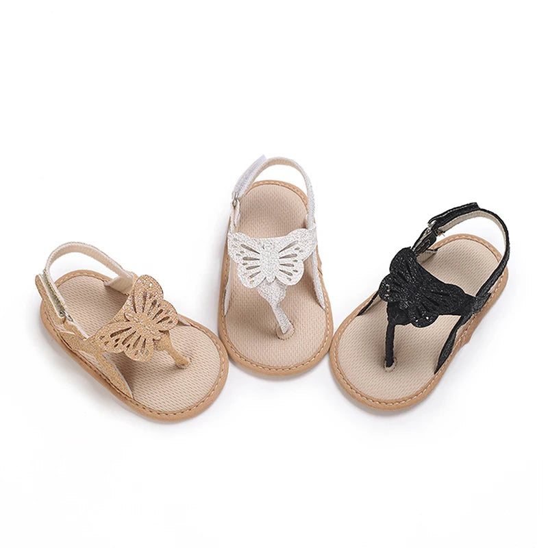 Sandales à paillettes détail papillon pour bébé fille