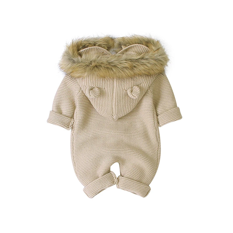 Combinaison tricotée à capuche pour bébé