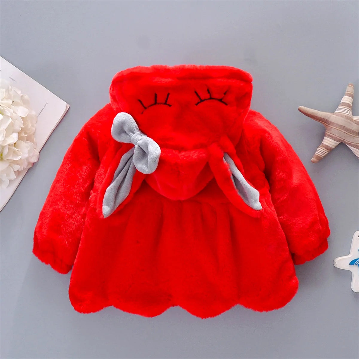 Manteau en peluche avec oreilles de lapin pour bébés