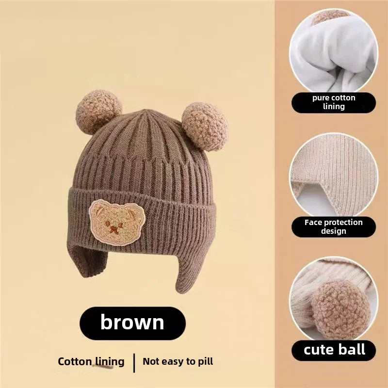 Bonnet chaud bébé en forme d'ours