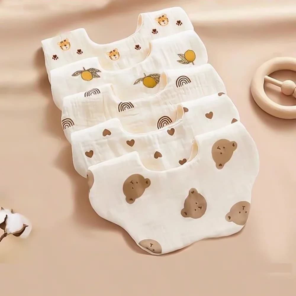 Bavoir en coton en forme de fleur pour bébé X3