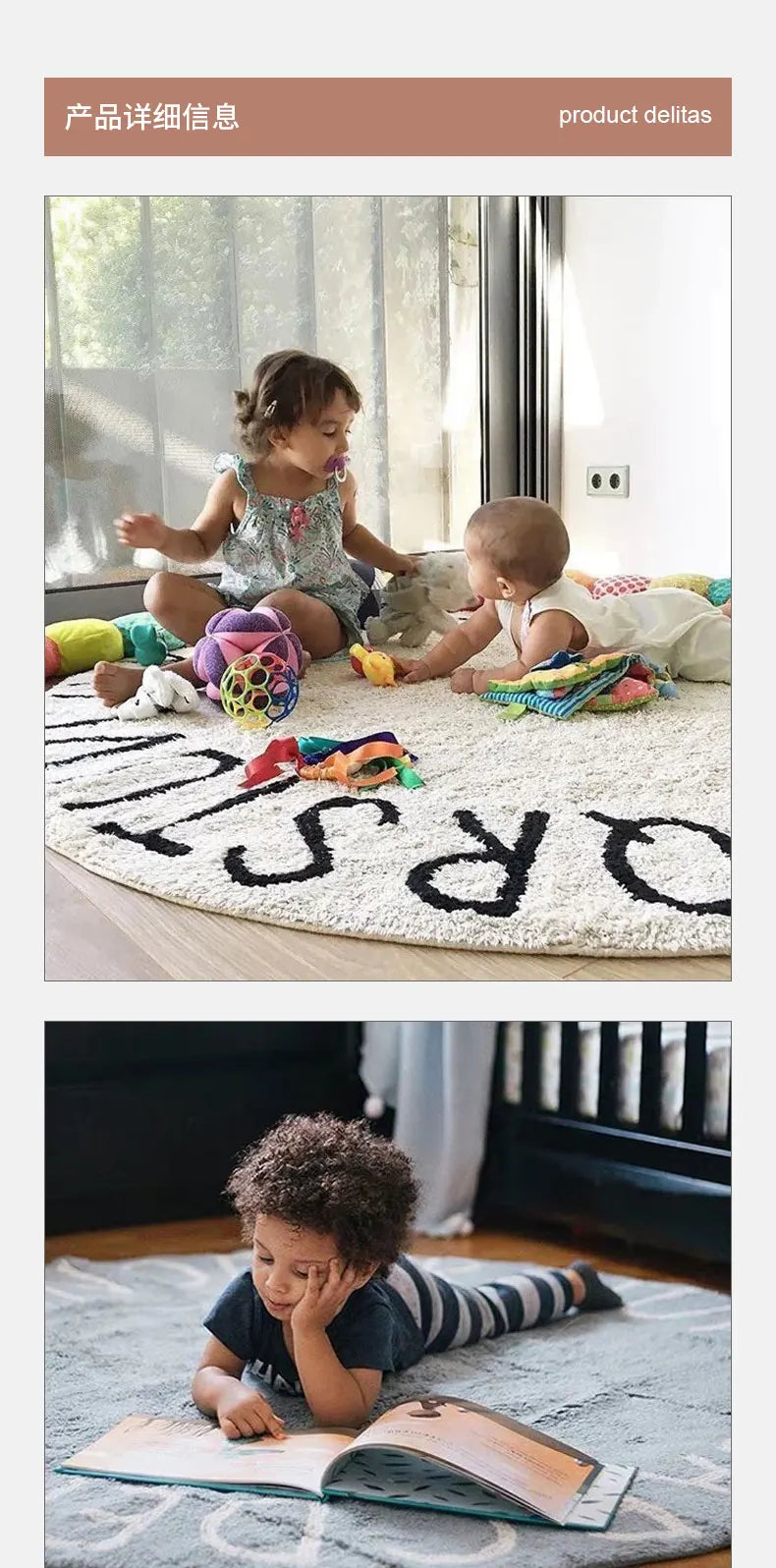 Tapis de sol blanc doux pour bébé avec l’alphabet