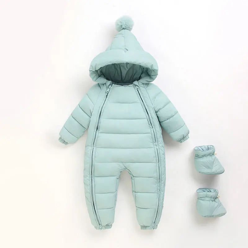 Doudoune bébé barbotteuse rouge avec capuche et chaussons