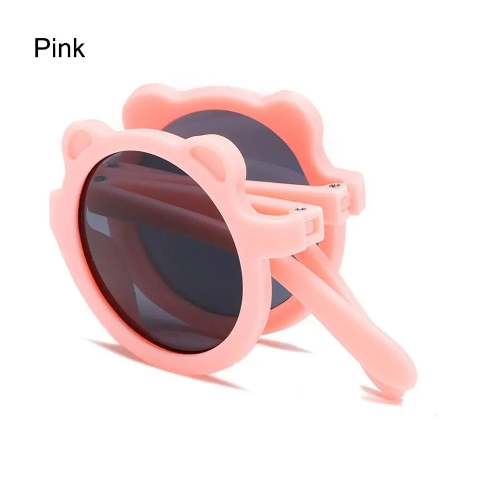 Lunettes de soleil pliables rondes en forme d’ours pour enfants