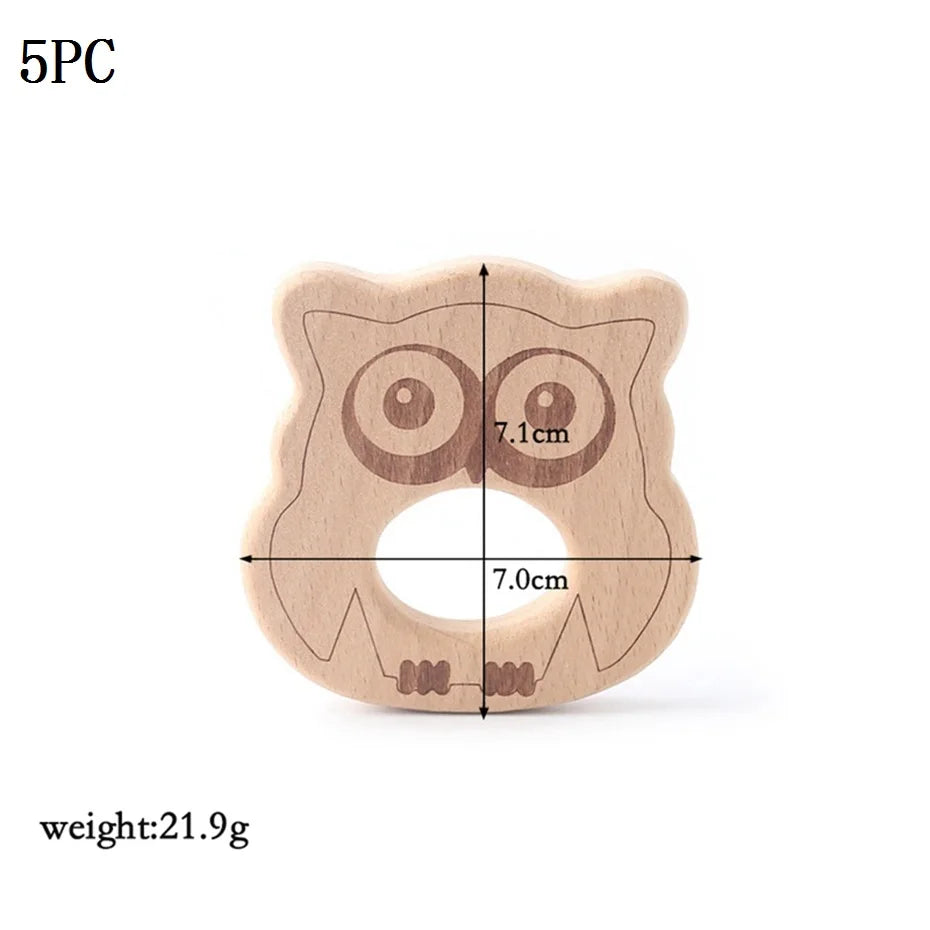 Hochet de dentition en bois de hêtre pour bébé