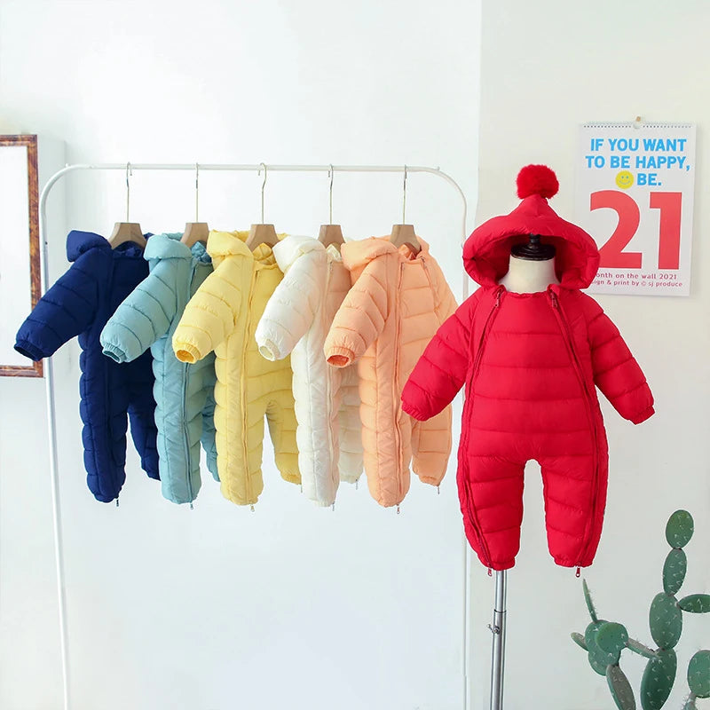 Doudoune bébé barbotteuse rouge avec capuche et chaussons