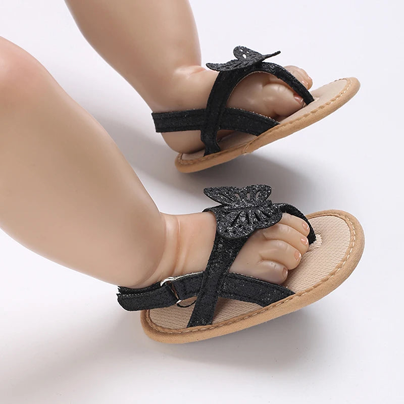 Sandales à paillettes détail papillon pour bébé fille