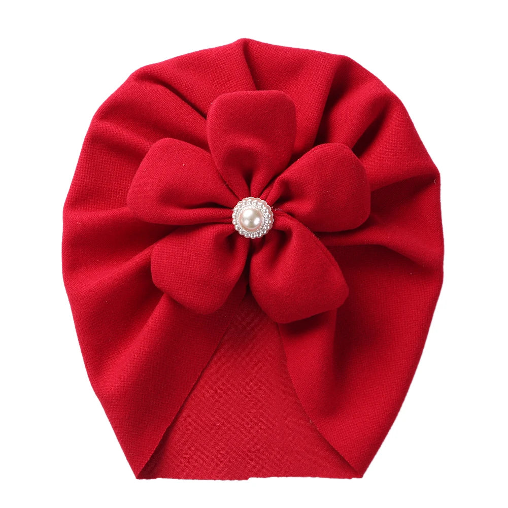 Turban chaud à fleurs pour bébé fille