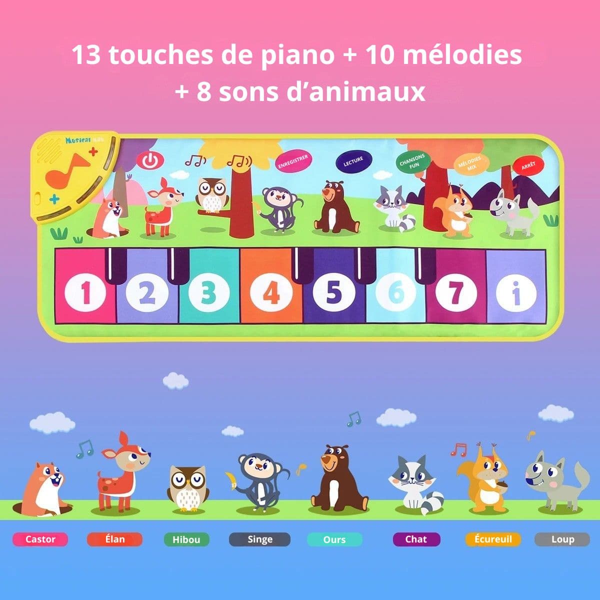 Tapis d’éveil musical coloré multifonction pour enfants