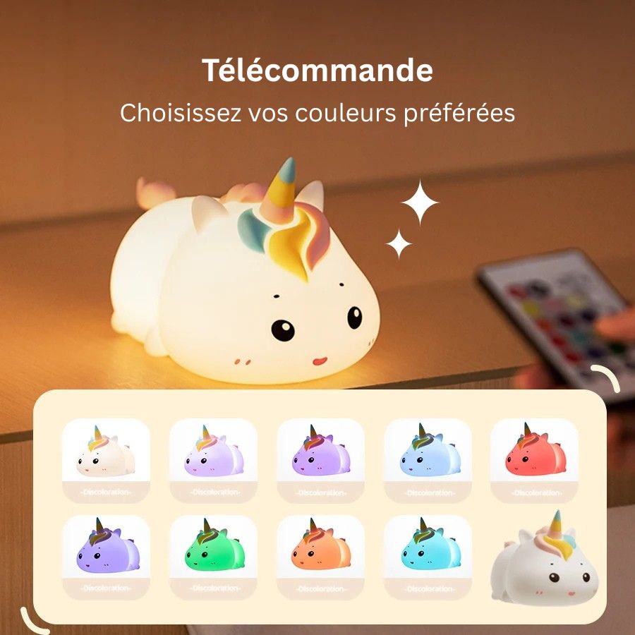 Veilleuse en silicone en forme de licorne pour bébé